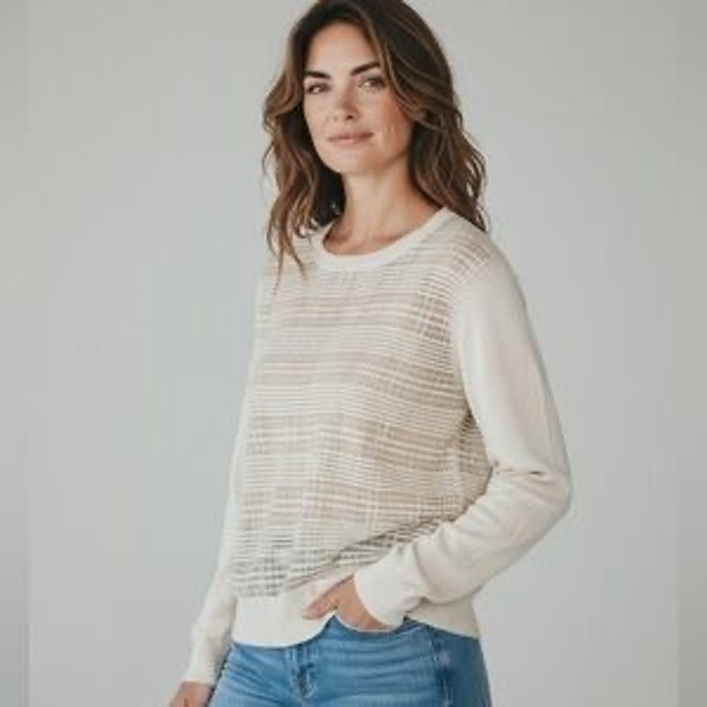 Ted Baker Womens XS Safiie Silk Blend Sheer Plaid Sweater